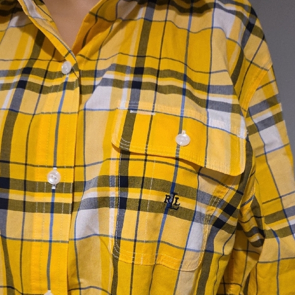 Ralph Lauren Yellow and Brown Plaid Shirt - Picture 2 of 7